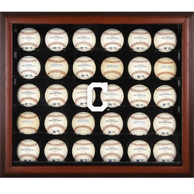 Cleveland Indians Logo Mahogany Framed 30-Ball Display Case
