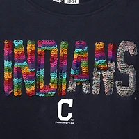 Girls Youth New Era Navy Cleveland Indians Flip Sequin T-Shirt
