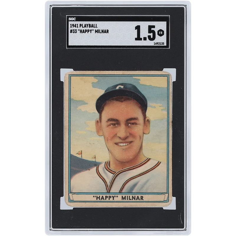 Carte 1,5 authentifiée Happy Milnar Cleveland Indians 1941 Play Ball #33 SGC
