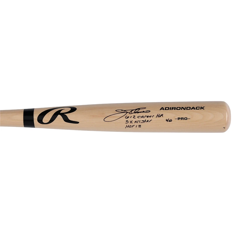 Batte de baseball professionnelle blonde autographiée par Jim Thome des Cleveland Indians avec inscriptions multiples - Édition limitée à 10 exemplaires