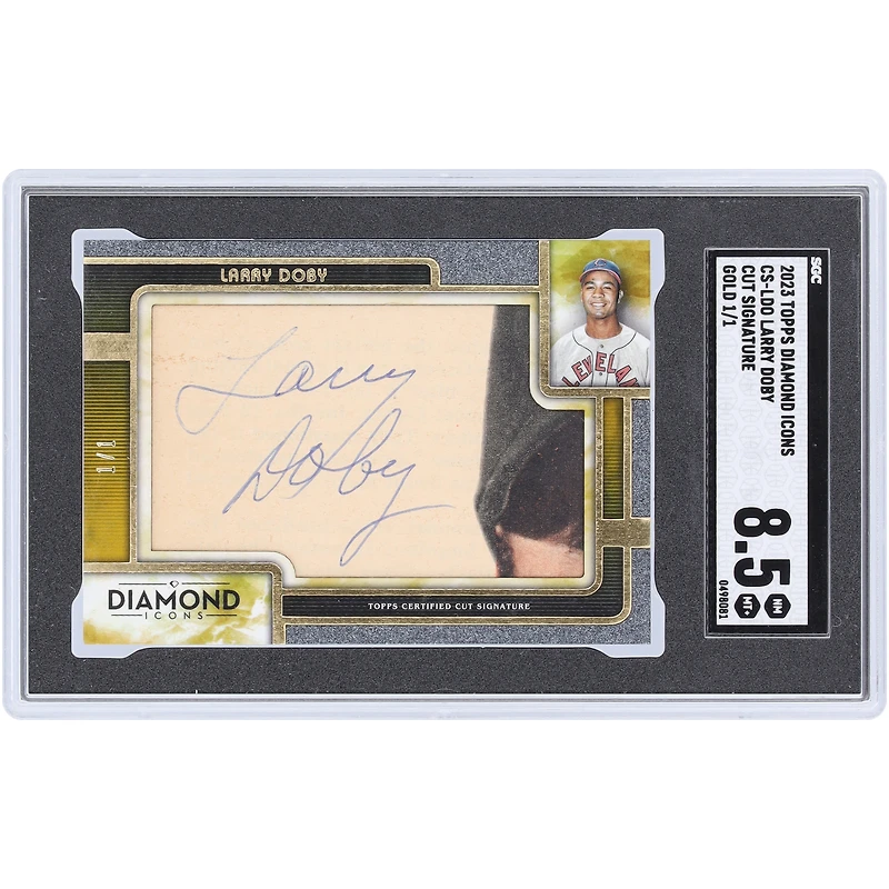 Larry Doby Cleveland Indians Autographed 2023 Topps Diamond Icons Cut Sigs Gold #CS-LDO #1/1 SGC Authenticated 8.5 Card