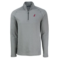 Men's Cutter & Buck Heather Gray Cleveland Indians Cooperstown Collection Peshastin Eco Fleece Recycled Raglan Quarter-Zip Top