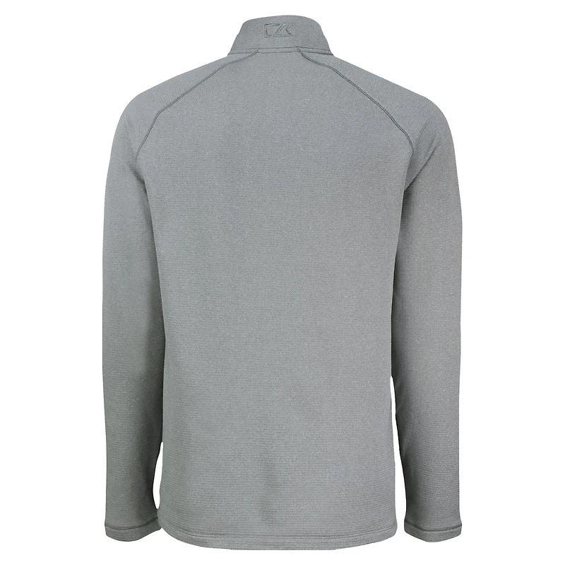 Men's Cutter & Buck Heather Gray Cleveland Indians Cooperstown Collection Peshastin Eco Fleece Recycled Raglan Quarter-Zip Top