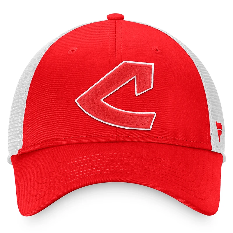 Men's Fanatics Branded Red/White Cleveland Indians Cooperstown Collection Core Trucker Snapback Hat