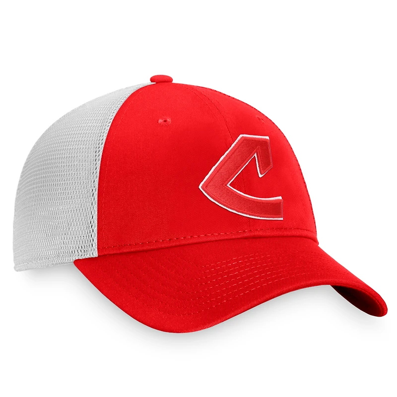 Men's Fanatics Branded Red/White Cleveland Indians Cooperstown Collection Core Trucker Snapback Hat