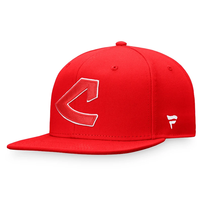 Casquette Snapback rouge de marque Fanatics pour homme de la collection Cooperstown des Cleveland Indians