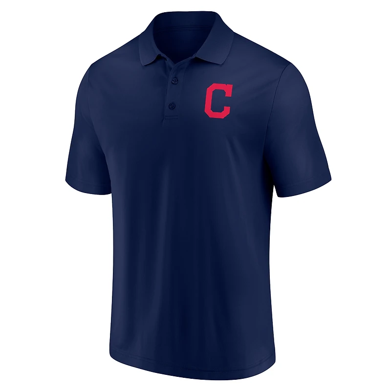 Ensemble polo à logo principal Fanatics pour hommes, bleu marine/rouge, Cleveland Indians