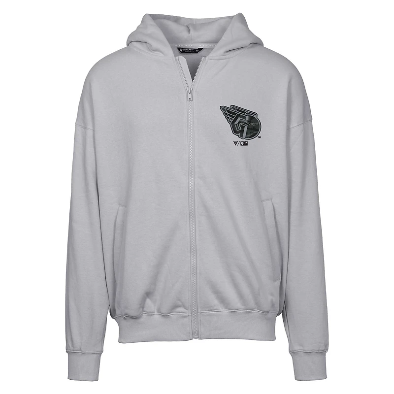 Men's Levelwear Gray Cleveland Indians Oversized Uphill Digital Camo Full-Zip Hoodie
