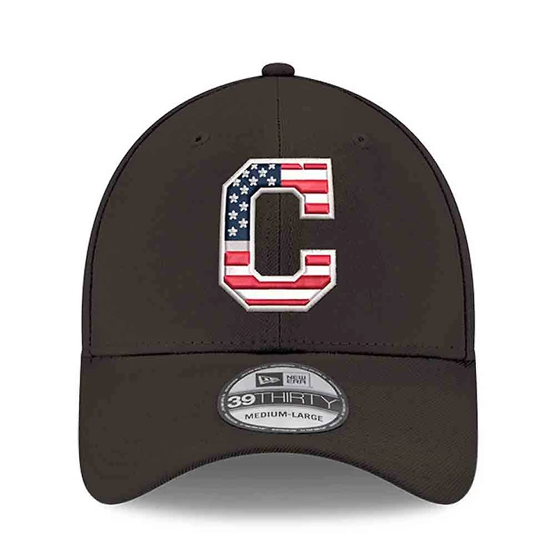 Men's New Era Black Cleveland Indians America 250 39THIRTY Flex Hat