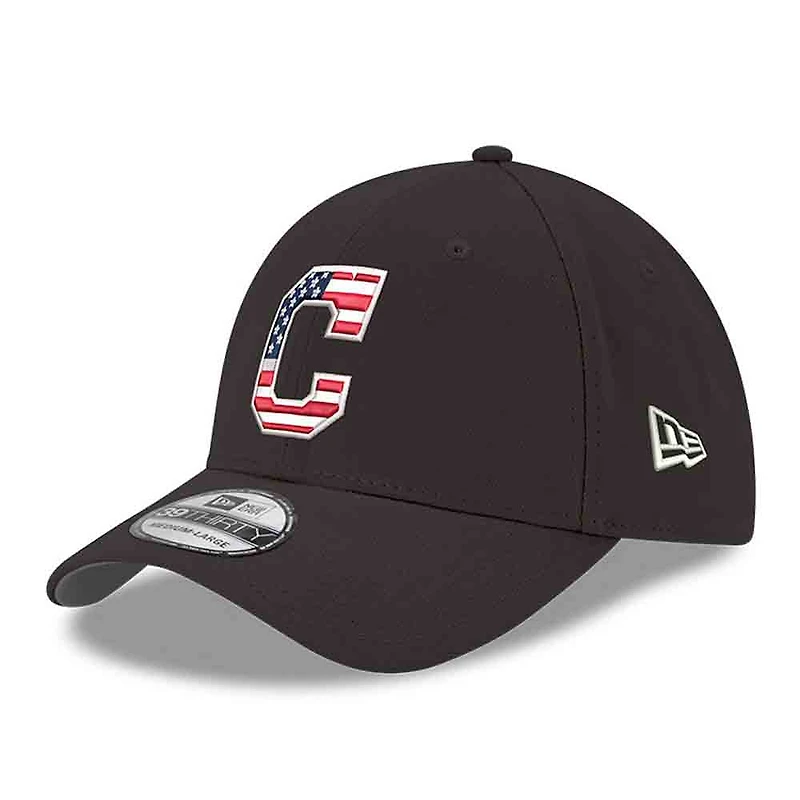 Men's New Era Black Cleveland Indians America 250 39THIRTY Flex Hat