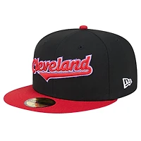 Men's New Era Black Cleveland Indians Cooperstown Collection Retro Spring Training 59FIFTY Fitted Hat