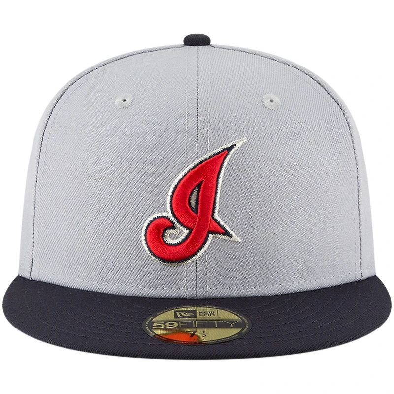 Casquette ajustée New Era 59FIFTY en laine, collection Cooperstown, Cleveland Indians, grise, pour homme