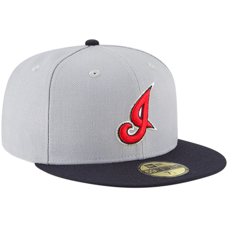 Casquette ajustée 59FIFTY en laine grise de la collection Cooperstown des Indians Cleveland New Era pour homme