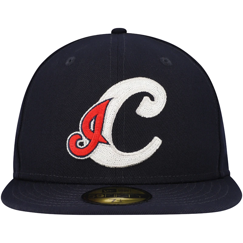 Casquette ajustée Cooperstown Collection Duo Logo 2.0 59FIFTY bleu marine pour homme de Cleveland Indians New Era