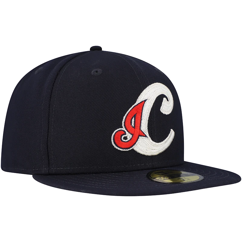 Casquette ajustée Cooperstown Collection Duo Logo 2.0 59FIFTY bleu marine pour homme de Cleveland Indians New Era