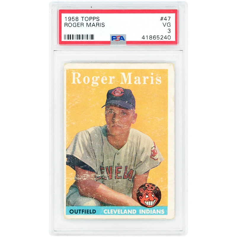 Roger Maris Cleveland Indians 1958 Topps #47 PSA Authenticated 3 Rookie Card