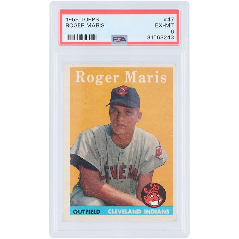 Roger Maris Cleveland Indians 1958 Topps #47 PSA Authenticated 6 Rookie Card