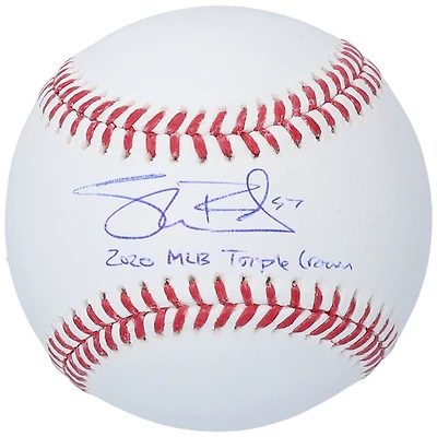 Shane Bieber Cleveland Indians Autographed Baseball with "2020 MLB Triple Crown" Inscription