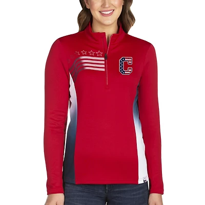 Women's Antigua Red/White Cleveland Indians Liberty Quarter-Zip Pullover Jacket