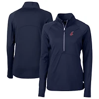 Haut demi-zippé en tricot extensible recyclé DryTec Adapt Eco Knit pour femme, bleu marine, Cutter & Buck, Cleveland Indians, collection Cooperstown
