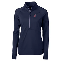 Haut demi-zippé en tricot extensible recyclé DryTec Adapt Eco Knit pour femme, bleu marine, Cutter & Buck, Cleveland Indians, collection Cooperstown