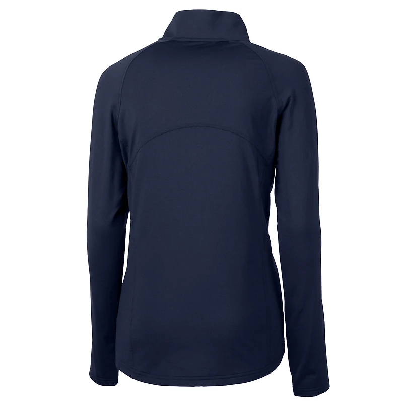Haut demi-zippé en tricot extensible recyclé DryTec Adapt Eco Knit pour femme, bleu marine, Cutter & Buck, Cleveland Indians, collection Cooperstown