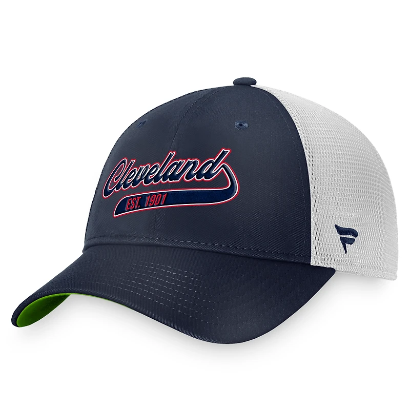 Casquette Snapback True Classics Tailsweep Trucker Snapback pour femmes Fanatics bleu marine/naturel Cleveland Indians Cooperstown Collection