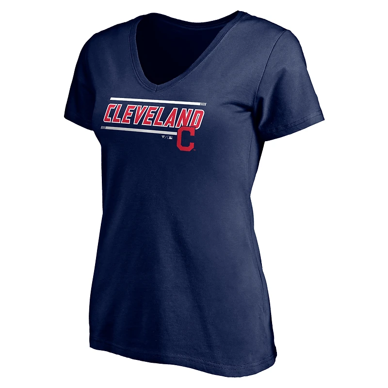 Women's Fanatics Navy Cleveland Indians Plus Mascot Bounds V-Neck T-Shirt