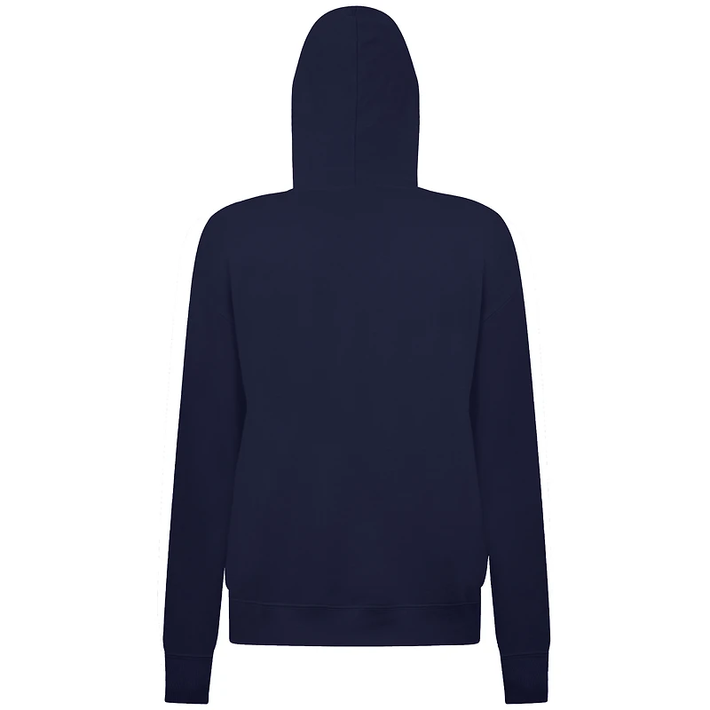 Women's Levelwear Navy Cleveland Indians  Adorn Throwback Spellout Pullover Hoodie