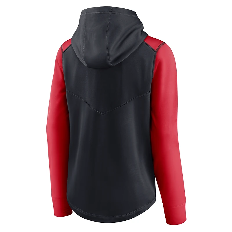 Sweat à capuche entièrement zippé Nike Cleveland Indians Authentic Collection pour femme, bleu marine/rouge