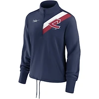 Women's Nike Navy Cleveland Indians 1973-77 Cooperstown Collection Rewind Stripe Performance Half-Zip Pullover