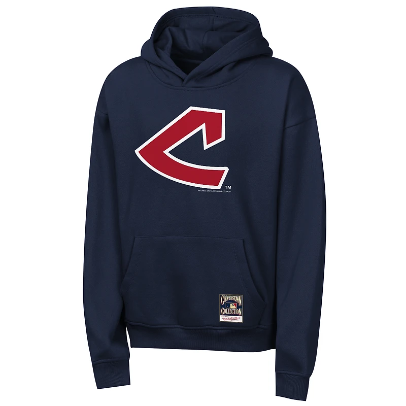 Sweat à capuche rétro Mitchell & Ness bleu marine Cleveland Indians pour enfant