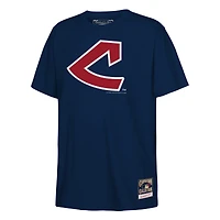 Youth Mitchell & Ness  Navy Cleveland Indians Retro Logo T-Shirt