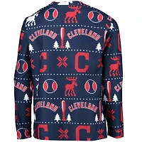 Ensemble de pyjama à manches longues et pantalon imprimé allover Cleveland Indians bleu marine pour Junior