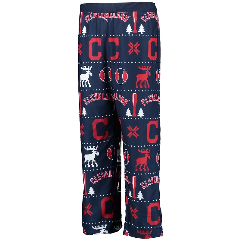 Ensemble de pyjama à manches longues et pantalon imprimé allover Cleveland Indians bleu marine pour Junior