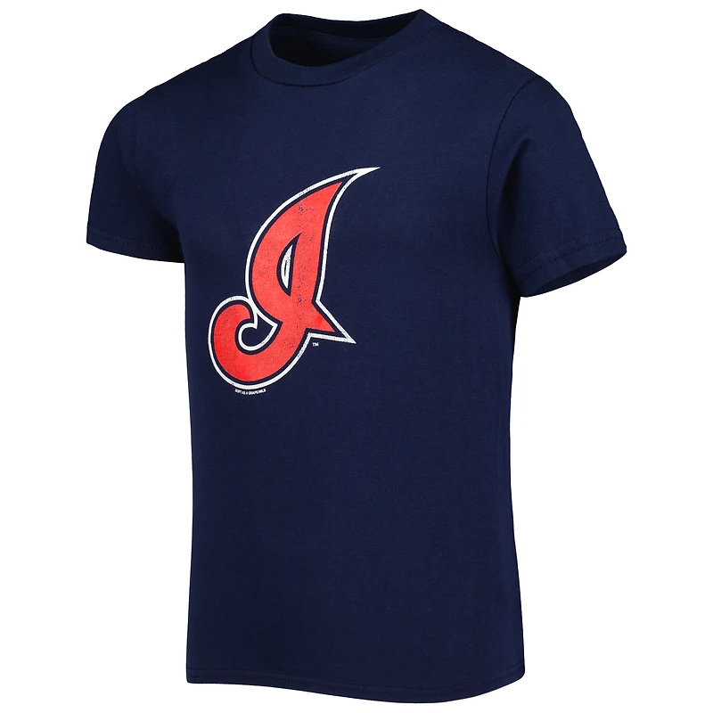 T-shirt de la collection Cooperstown des Cleveland Indians bleu marine Soft as a Grape pour jeune