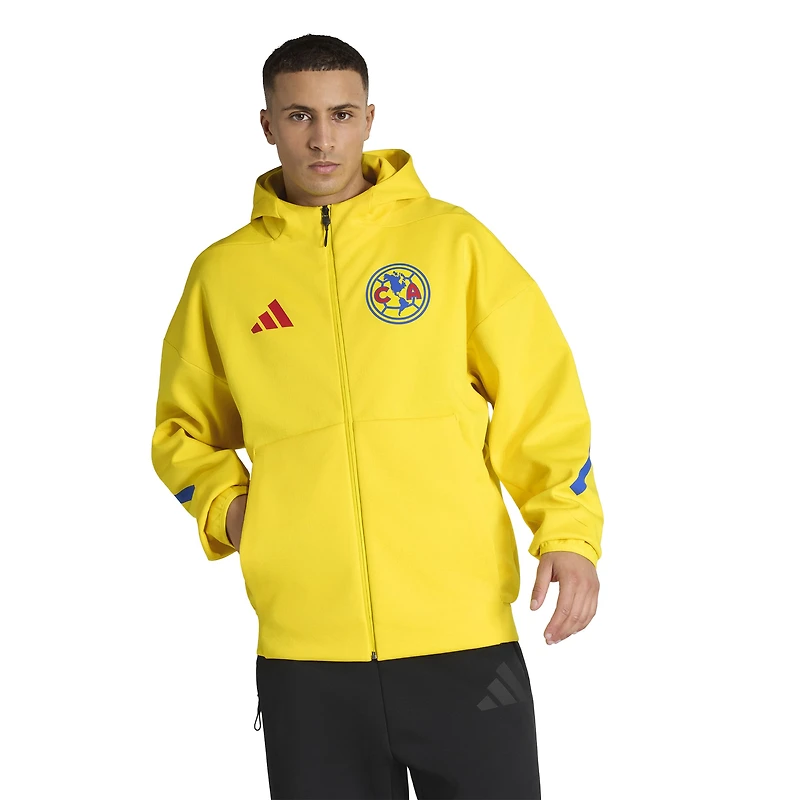 Veste à capuche zippée adidas Club America jaune pour homme 2025/26 Anthem