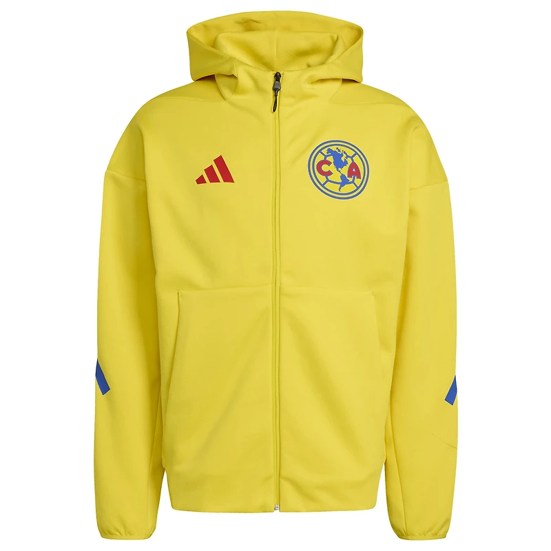 Men's adidas Yellow Club America 2025/26 Anthem Full-Zip Hooded Jacket