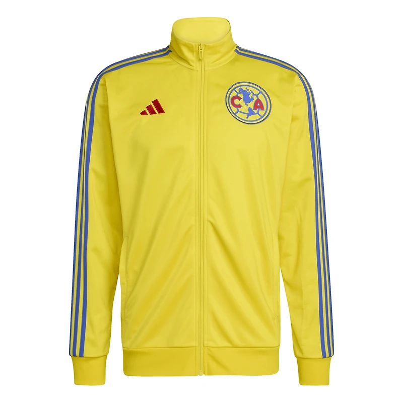 Veste de survêtement adidas Club America jaune pour homme, modèle DNA Alphaskin, fermeture éclair intégrale