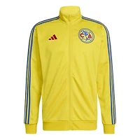 Veste de survêtement adidas Club America jaune pour homme, modèle DNA Alphaskin, fermeture éclair intégrale