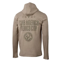T-shirt à capuche manches longues et col rond pour homme, style décontracté, kaki, Club America, Suède