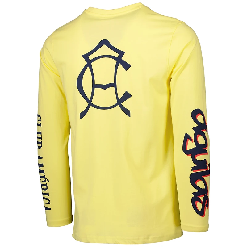 T-shirt à manches longues jaune Club America Graffiti pour homme