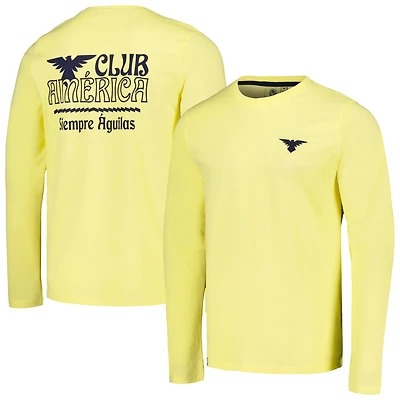 Men's Yellow Club America Slogan Relaxed Long Sleeve T-Shirt