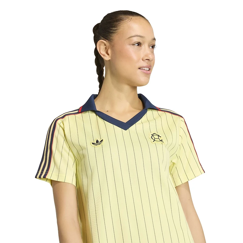 Robe adidas Club America Terrace Icons jaune à col en V pour femme