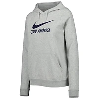 Women's Nike Heather Gray Club America Lockup Varsity Fleece Raglan Pullover Hoodie
