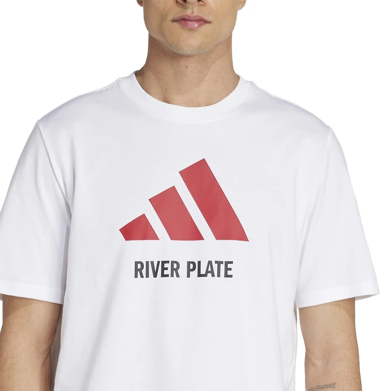 T-shirt adidas blanc Club Atlético River Plate à trois bandes pour homme