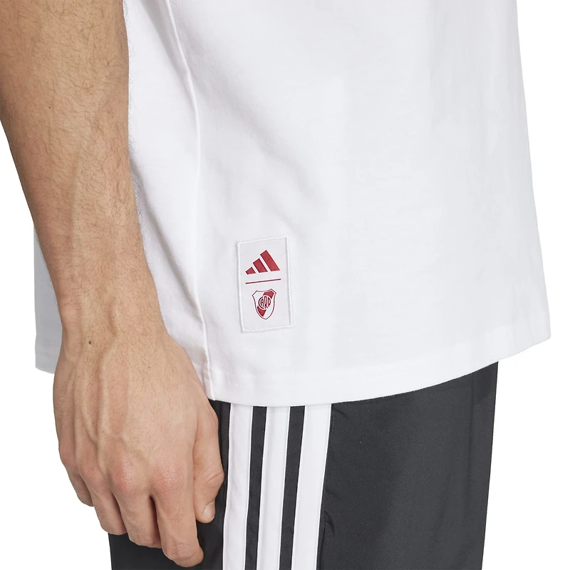 Men's adidas  White Club Atlético River Plate Three-Stripes Wordmark T-Shirt