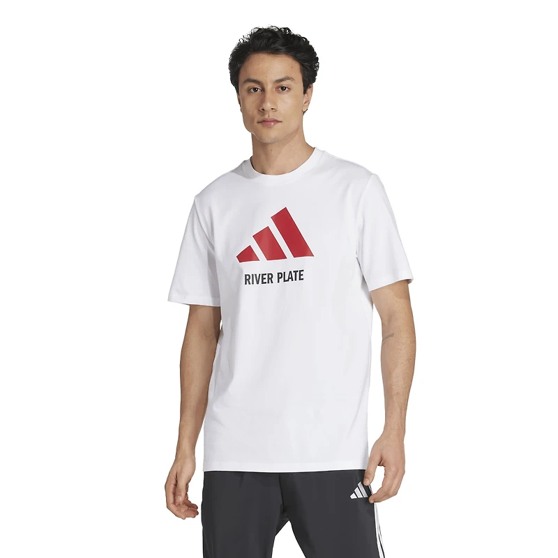 T-shirt adidas blanc Club Atlético River Plate à trois bandes pour homme