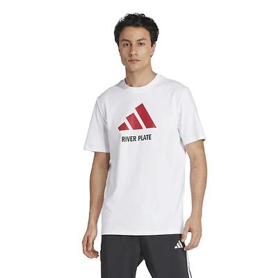 T-shirt adidas blanc Club Atlético River Plate à trois bandes pour homme