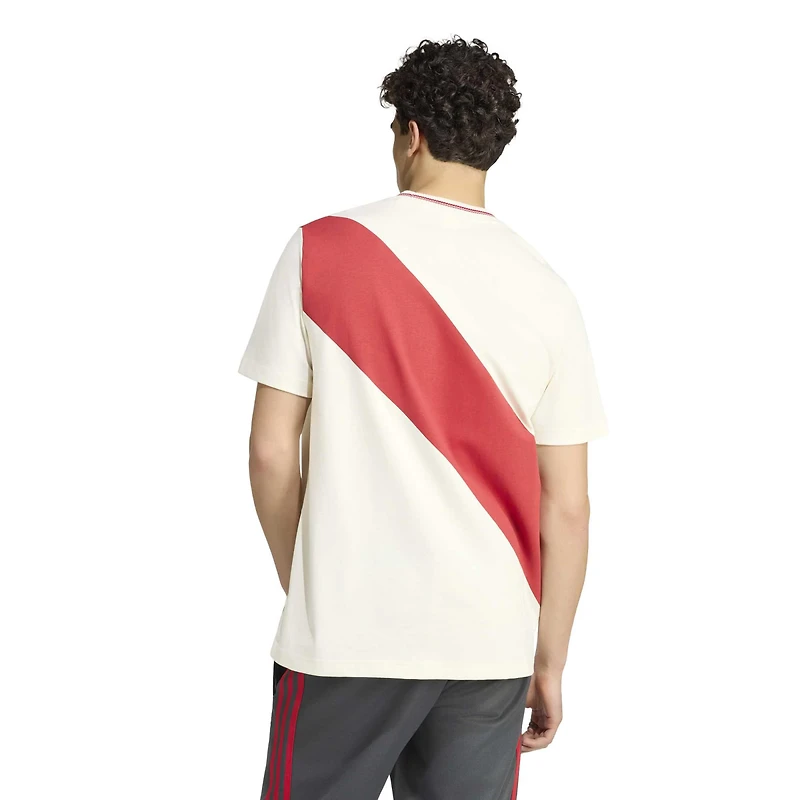 T-shirt blanc adidas Club Atlético River Plate pour homme, commémorant le 125e anniversaire du club.
